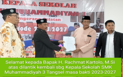 Pelantikan Kepala dan Wakil Kepala Sekolah SMK Muhammadiyah 3 Tangerang selatan Periode 2023-2027